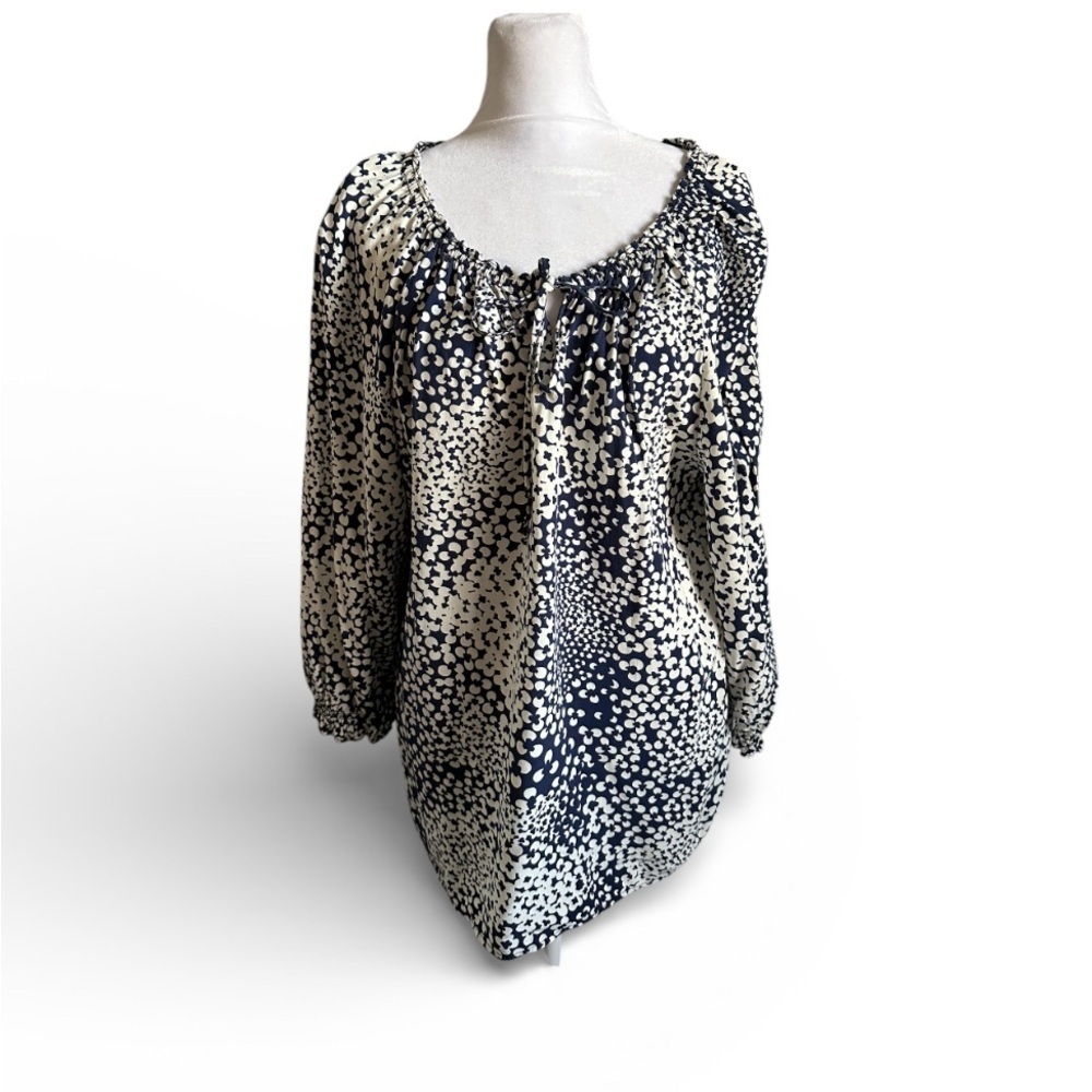 Talbots Black and white Patterned Blouse size L